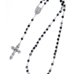Faceted Variegate Black Agate Rosary