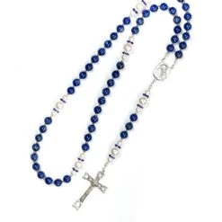 Lapislazuli, Pearls, Sterling Silver 925 Precious Crucifix And Center