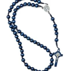 St Benedict Wooden And Rope Blue Rosary