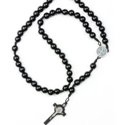 St Benedict Wooden And Rope Black Rosary