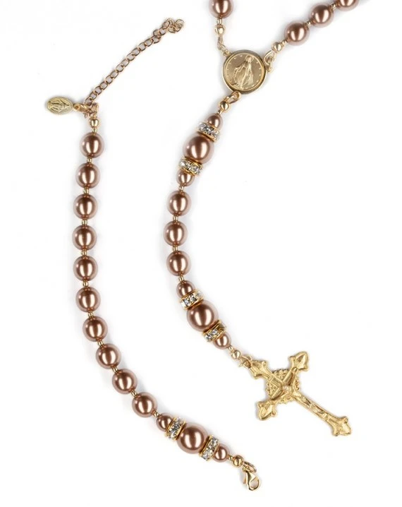 Rosary And Rosary Bracelet Set - Gold Copper - Image 2
