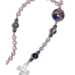 Light Amethyst Crystals And Murano Glass Rosary Necklace