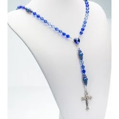 Shade Of Blue Swarovski Crystals And Dark Blue Pearls Rosary