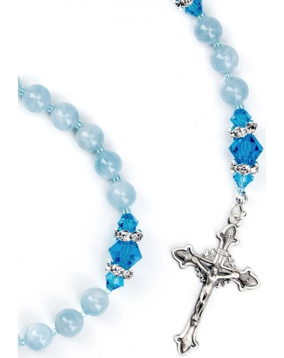Natural Aquamarine And Sapphire Rosary