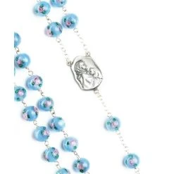 Sky Blue Murano Glass Rosary Big- Baroque Crucifix