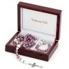 Rosary And Rosary Bracelet Set - Purple