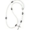 Silver White Black Flower Rosary
