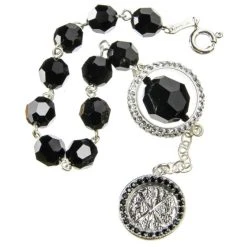 Swarowski Black Crystal With Strass Ring Rosary Bracelet