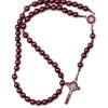 St Benedict Wooden And Rope Dark Red Rosary