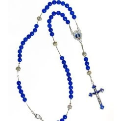 Blue Agate And Strass - Enamelled Crucifix Necklace