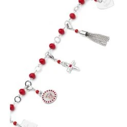 Charms Crystal Bracelet - Red - Metal Silver
