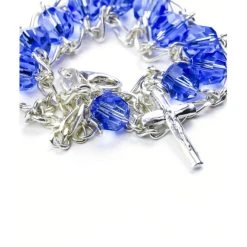Double Chain Swarowski Blue Crystal Rosary Bracelet