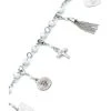 Charms Crystal Bracelet - White - Metal Silver