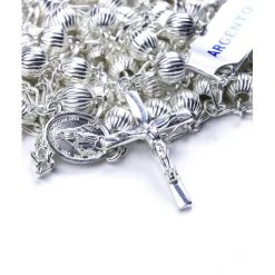 Double Chain All Silver Rosary Necklace