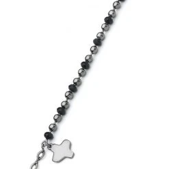 Crystal And Dark Metal Beads Bracelet - Black