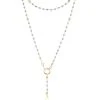 Crystal Rosary Necklace - Light Blue - Metal Gold