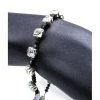 Black Crystal On Silver Mount Bracelet