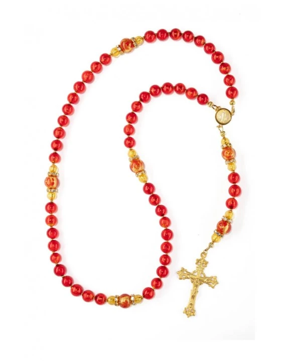 Silver Red Royal Gold Rosary
