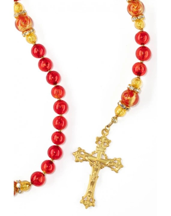 Silver Red Royal Gold Rosary - Image 2