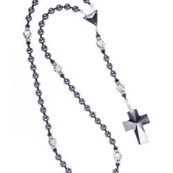 Jet Black Crucifix, Hematite Rosary