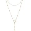 Crystal Rosary Necklace - Pink - Metal Gold