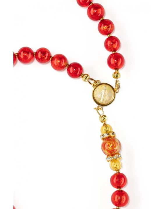 Silver Red Royal Gold Rosary - Image 3