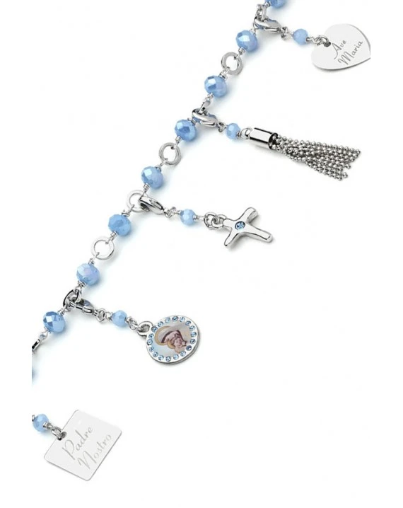 Charms Crystal Bracelet - Light Blue - Metal Silver