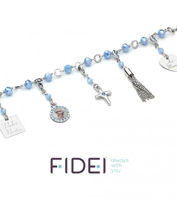Charms Crystal Bracelet - Light Blue - Metal Silver - Image 2