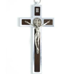 St. Benedict Crucifix Aluminium And Walnut Wood