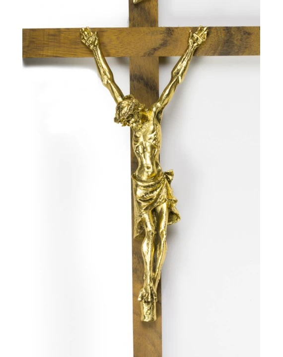Walnut And Gold Crucifix