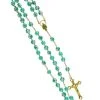 Green Murano Glass Rosary Shine Gold Plated