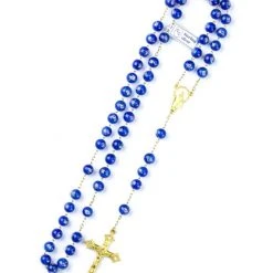 Deep Blue Murano Glass Rosary Gold Plated