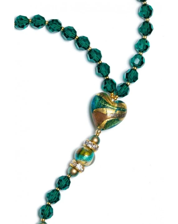 Emerald Crystals And Murano Glass Rosary Necklace - Image 2