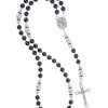 Black Onyx, Pearls, Sterling Silver 925 Precious Crucifix And Center