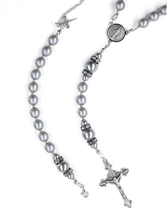 Rosary And Rosary Bracelet Set - Total Gray - Image 2