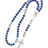 Deep Blue Jade, Pearls, Sterling Silver Precious Crucifix And Center