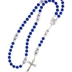 Deep Blue Jade, Pearls, Sterling Silver Precious Crucifix And Center