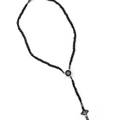 St Benedict Wood And Rope Black Rosary Necklace