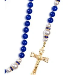 Deep Blue Jade, Pearls, Sterling Silver Gold Plated