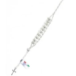 Double Chain All Silver Rosary Bracelet